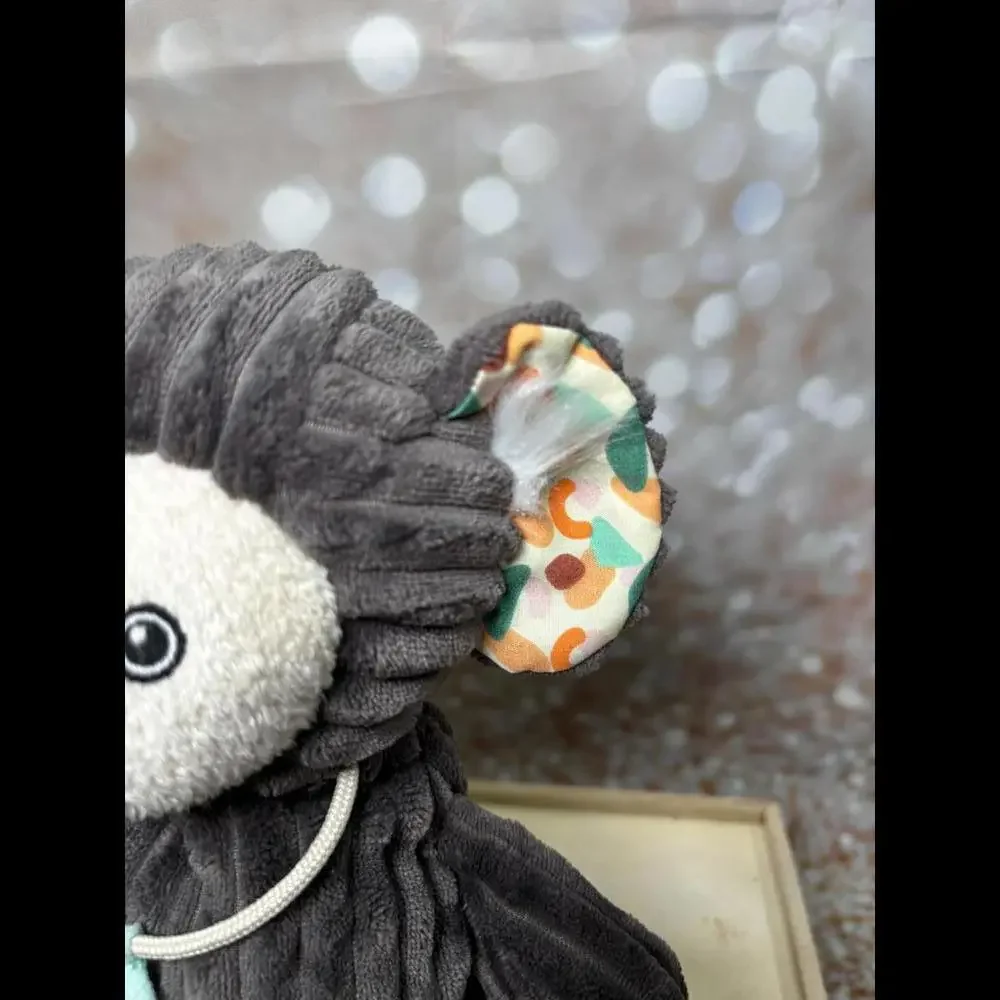 Les Deglingos‎ Marmoset Monkey Plush Lovey Toy Ribbed Gray Corduroy 13